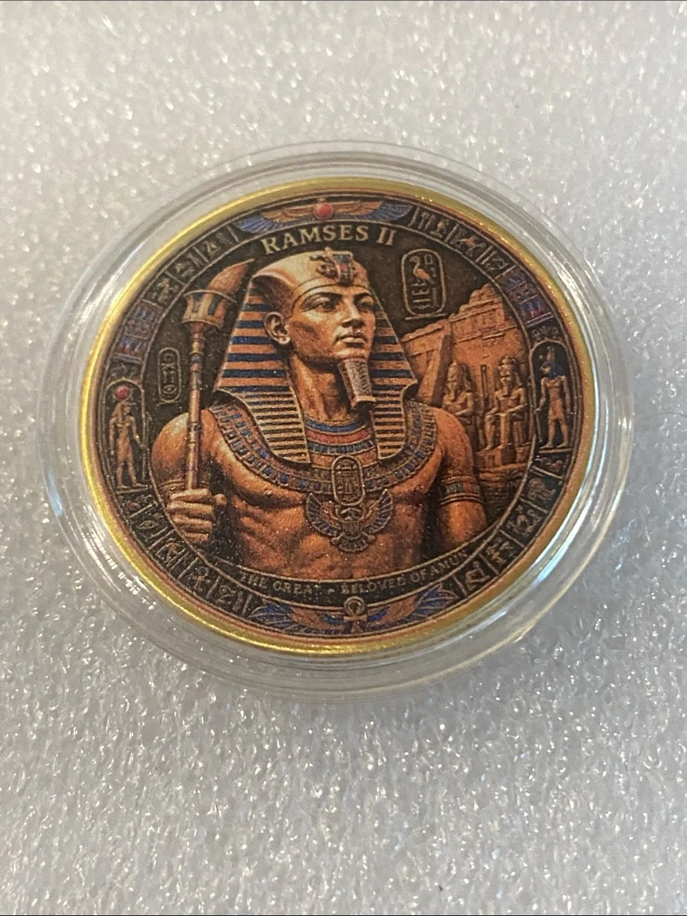 Ramses II Decorative Collectible Coin - Bronze & Blue Tones